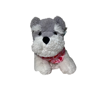 Hug Me 11" Dog With Bandana Gray & White Schnauzer Stuffed Plush Toy